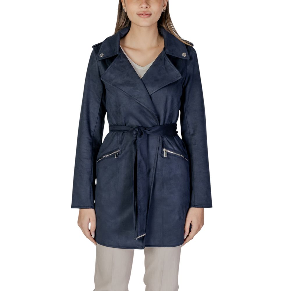 Blue Polyester Coat Morgan De Toi