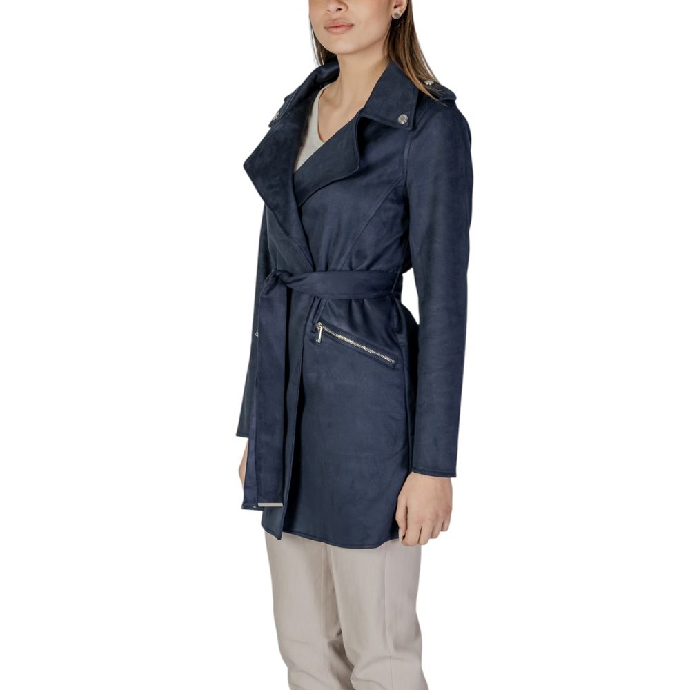 Blue Polyester Coat Morgan De Toi