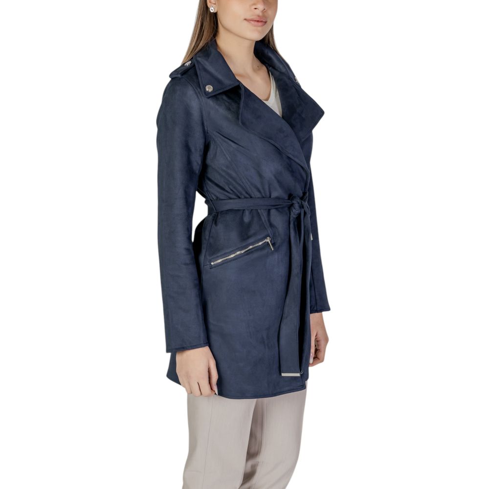 Blue Polyester Coat Morgan De Toi