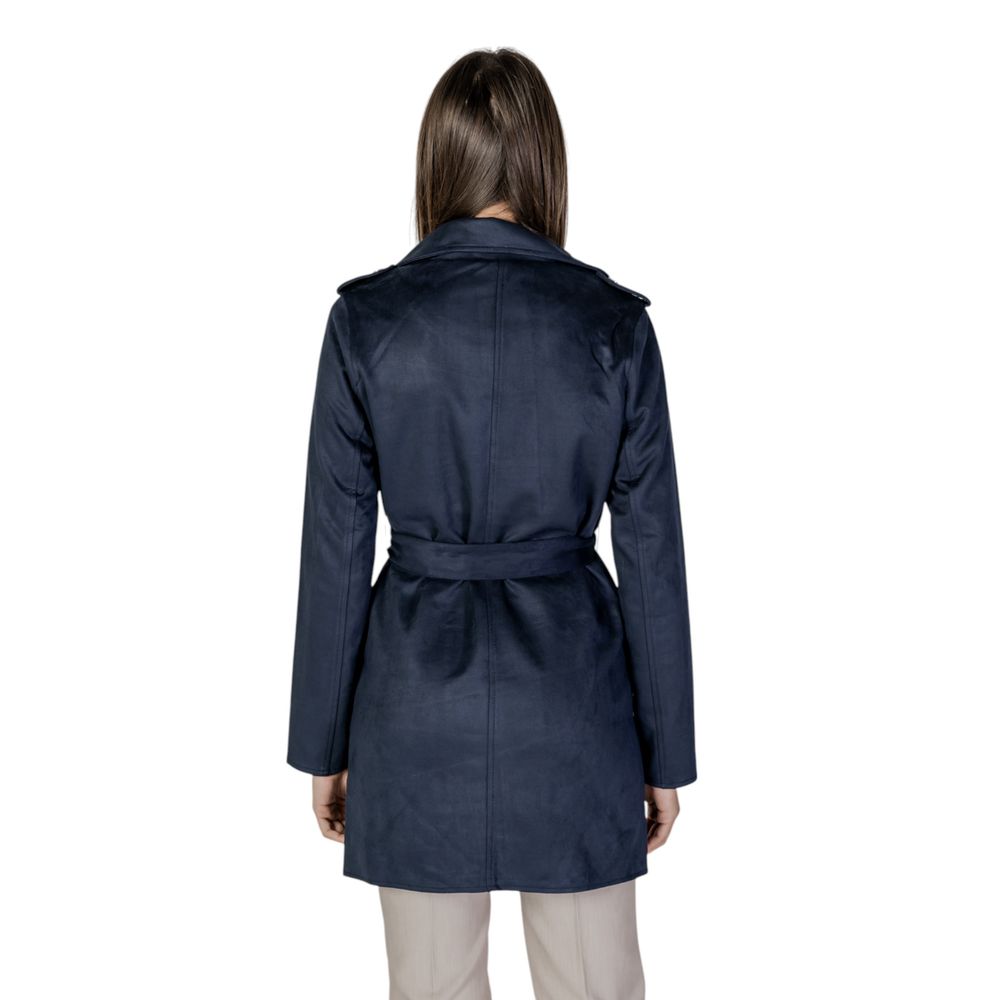 Blue Polyester Coat Morgan De Toi