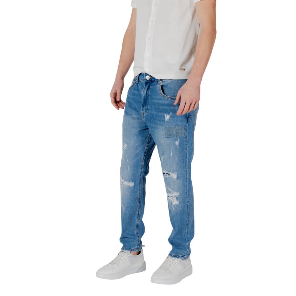 Blue Cotton Relaxed Fit Jean Gianni Lupo