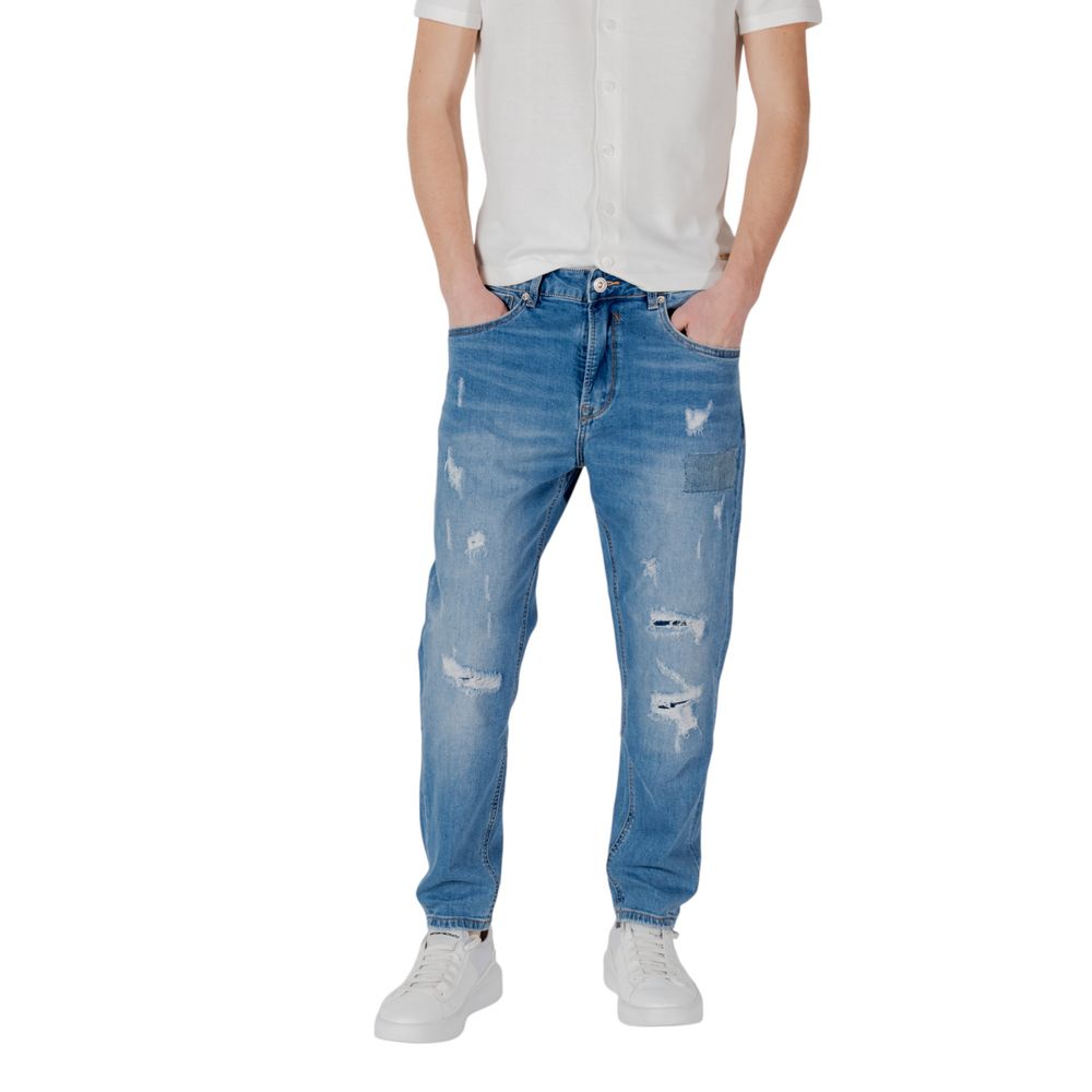 Blue Cotton Relaxed Fit Jean Gianni Lupo