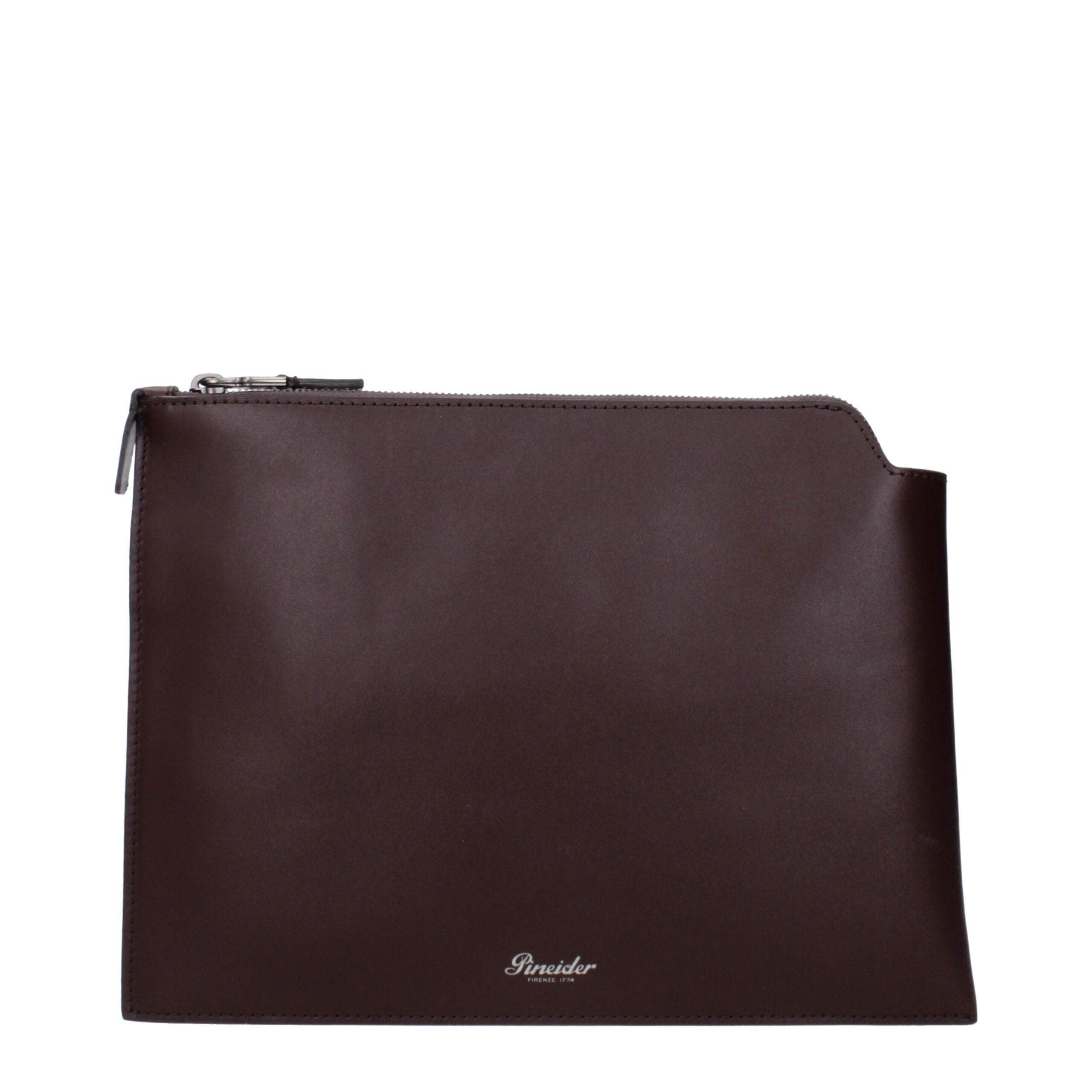 Brown Leather Clutch Bags Pineider