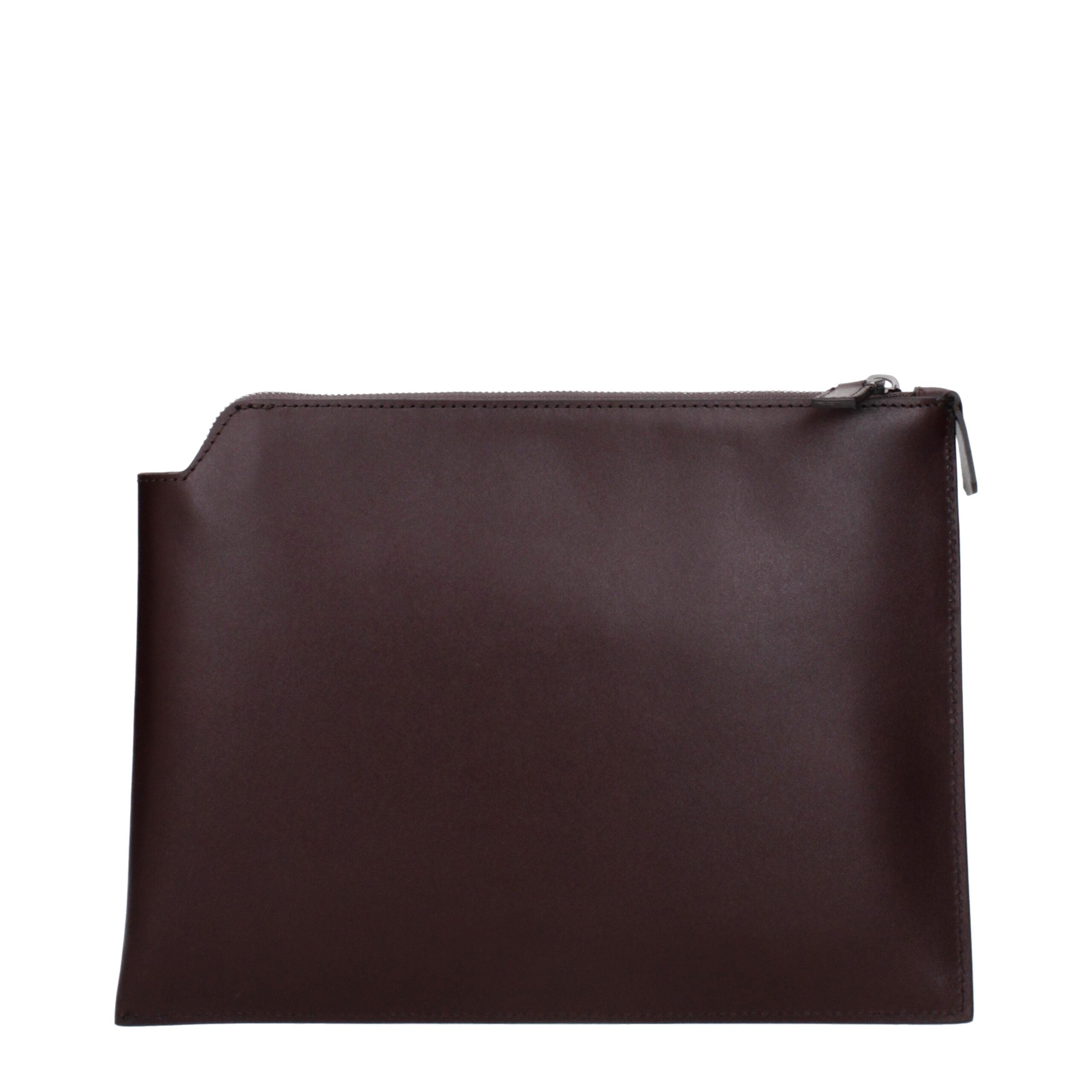 Brown Leather Clutch Bags Pineider
