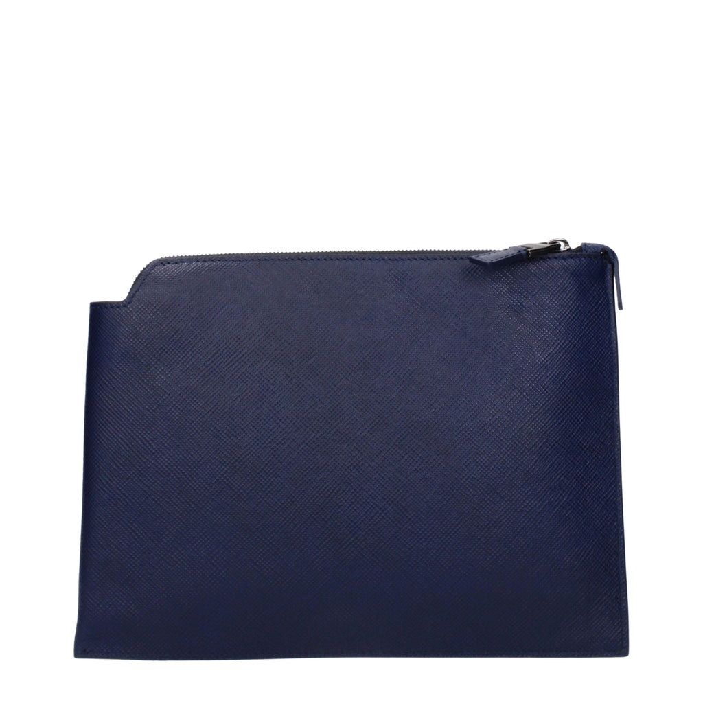 Blue Leather Clutch Bags Pineider