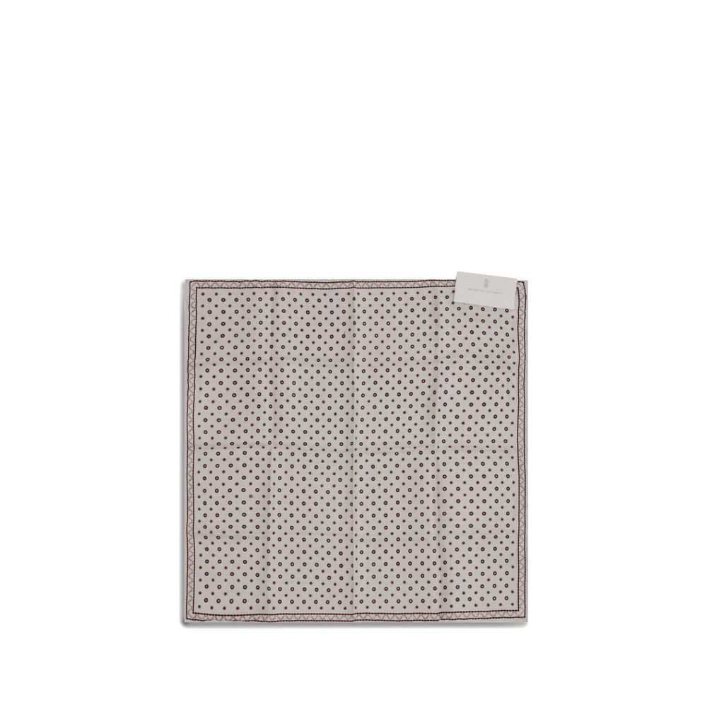 Polka Dot Silk Pocket Square Brunello Cucinelli