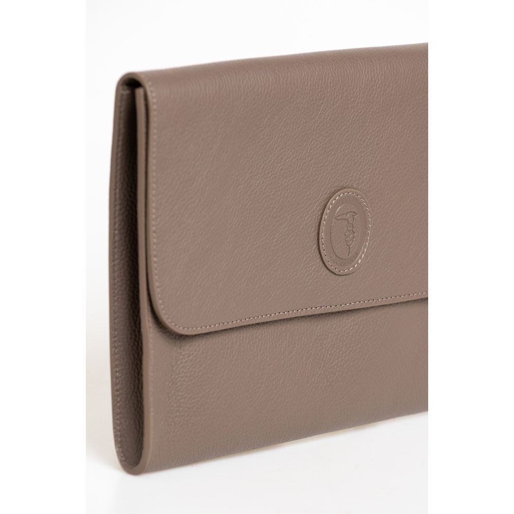 Brown Polyester Men Clutch Trussardi