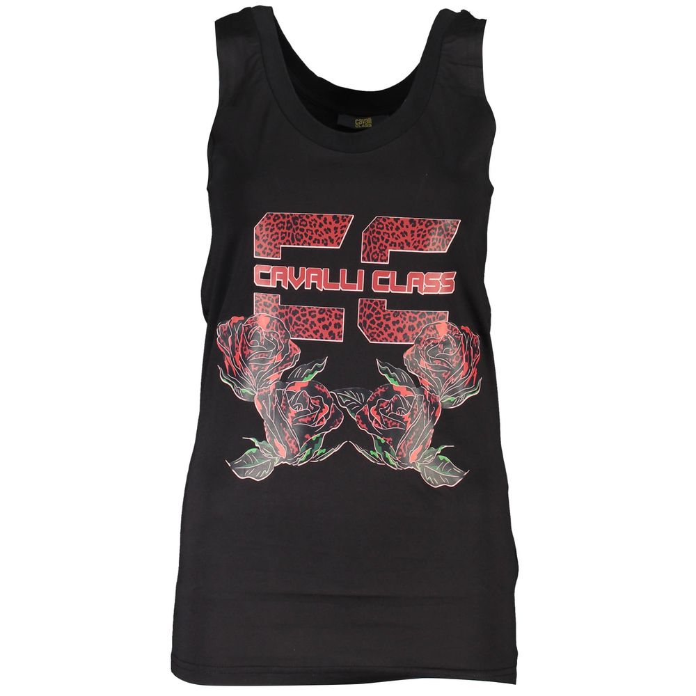 Black Cotton Tank Top Cavalli Class