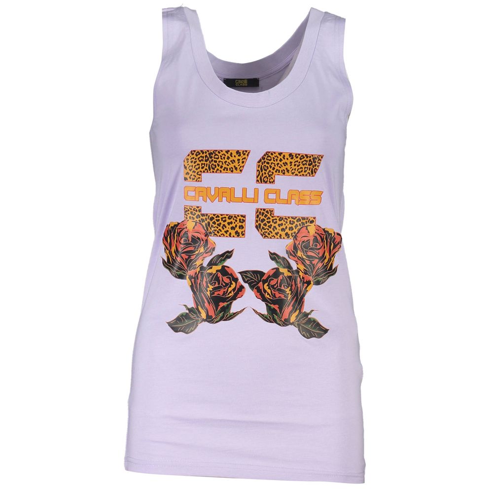 Purple Cotton Tank Top Cavalli Class