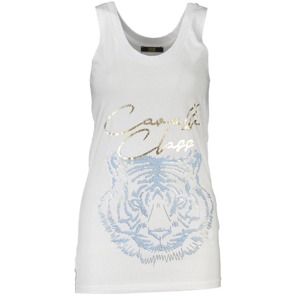 White Cotton Tank Top Cavalli Class
