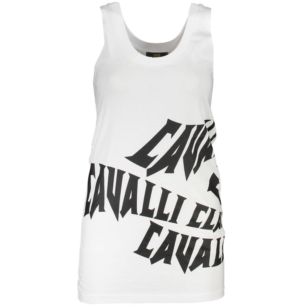 White Cotton Tank Top Cavalli Class