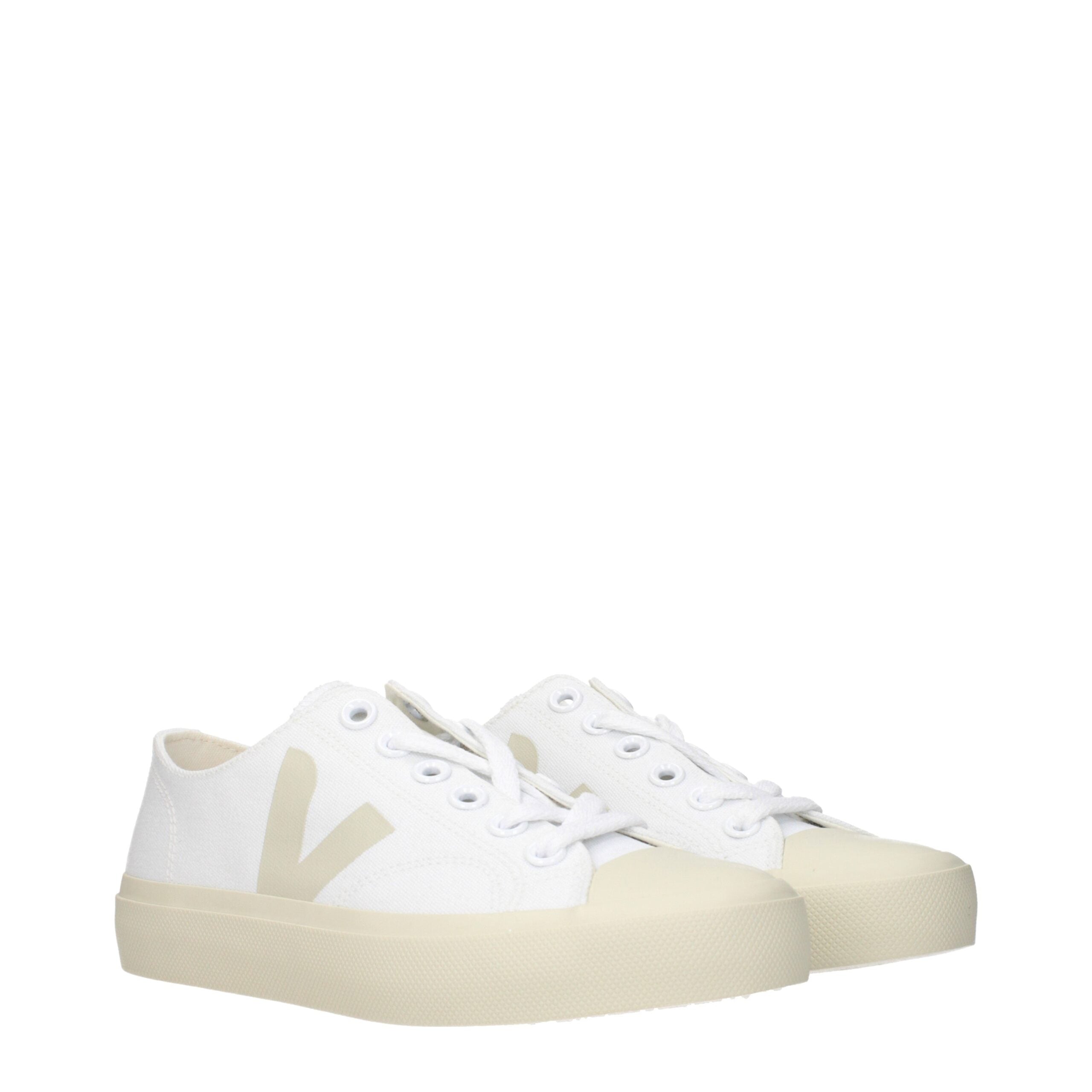 White Fabric Low Tops Veja