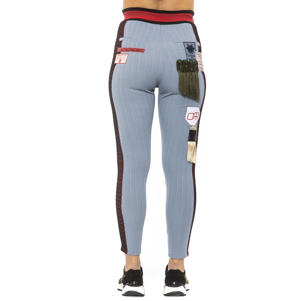 Light Blue Cotton Women Leggings Mr&Mrs Italy