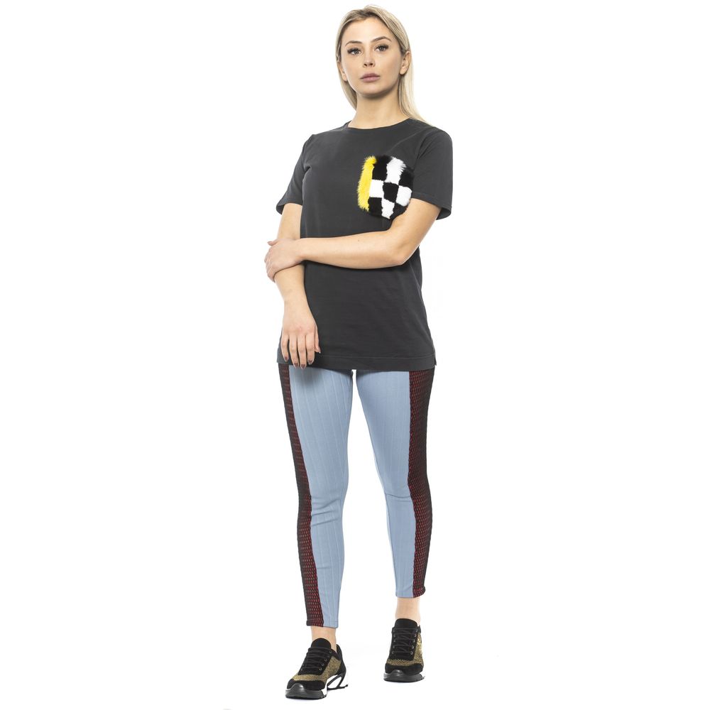 Light Blue Cotton Women Leggings Mr&Mrs Italy