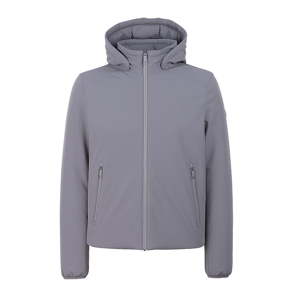 Gray Nylon Jackets & Coat Yes Zee