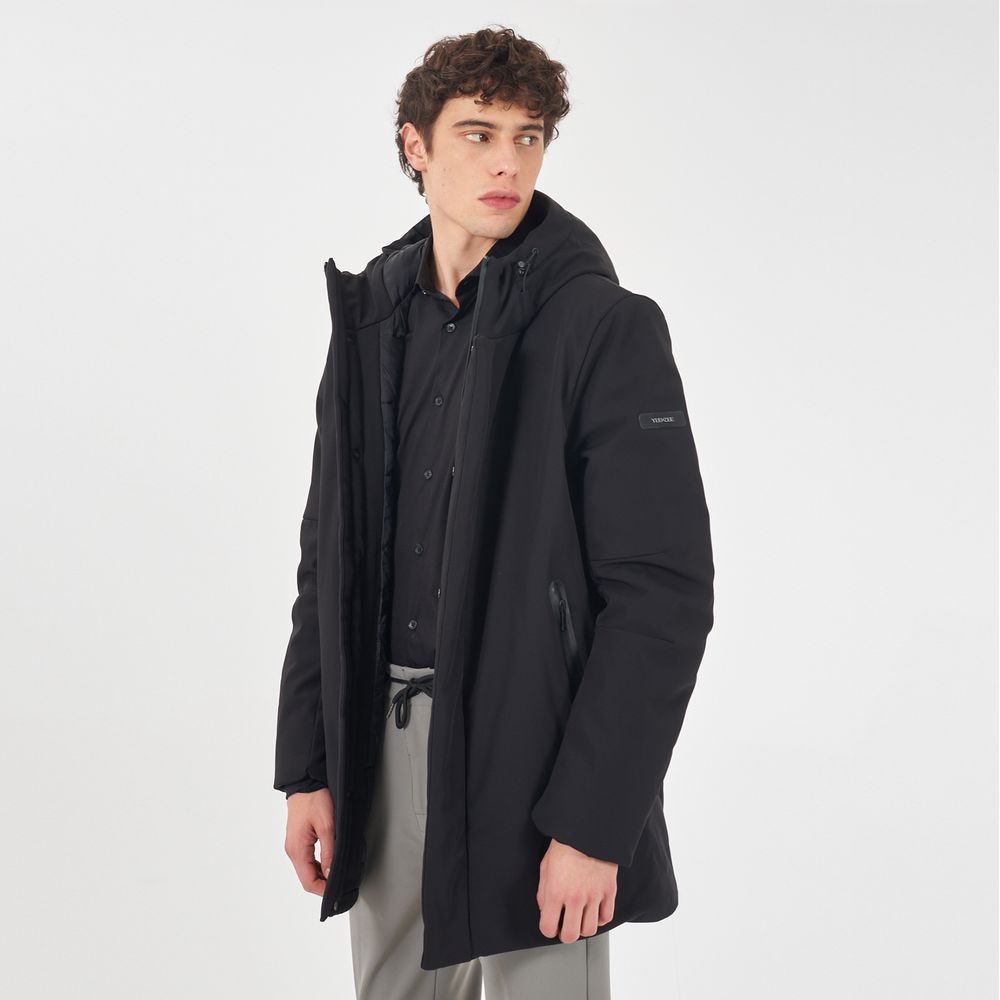 Black Nylon Jackets & Coat Yes Zee