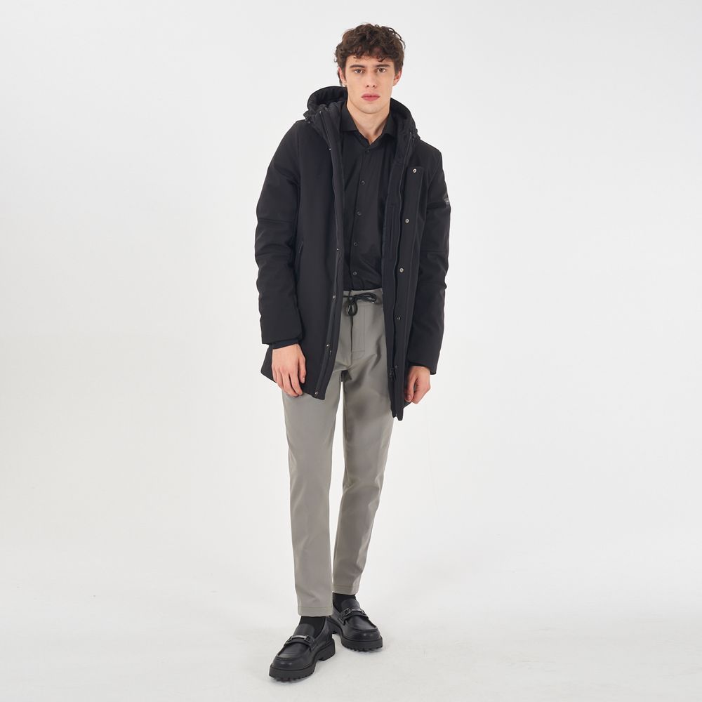 Black Nylon Jackets & Coat Yes Zee