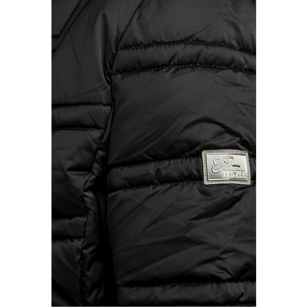 Black Polyester Jackets & Coat Yes Zee
