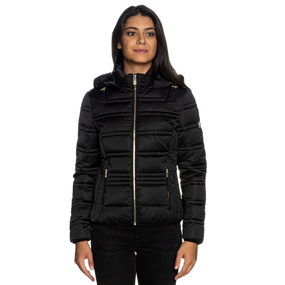 Black Polyester Jackets & Coat Yes Zee