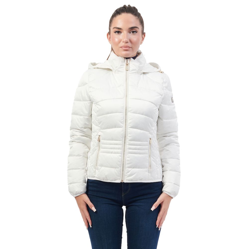 White Polyester Jackets & Coat Yes Zee