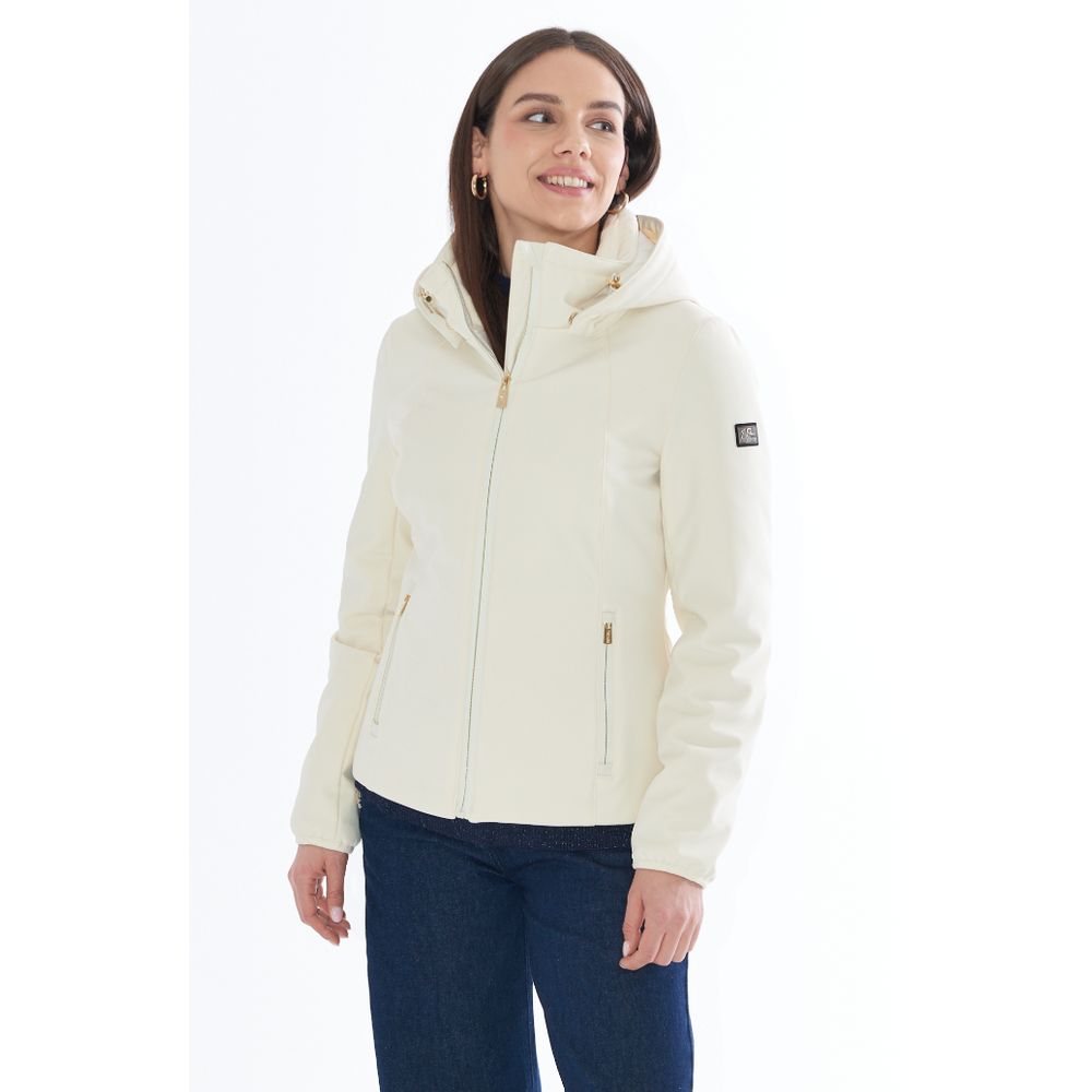 White Nylon Jackets & Coat Yes Zee