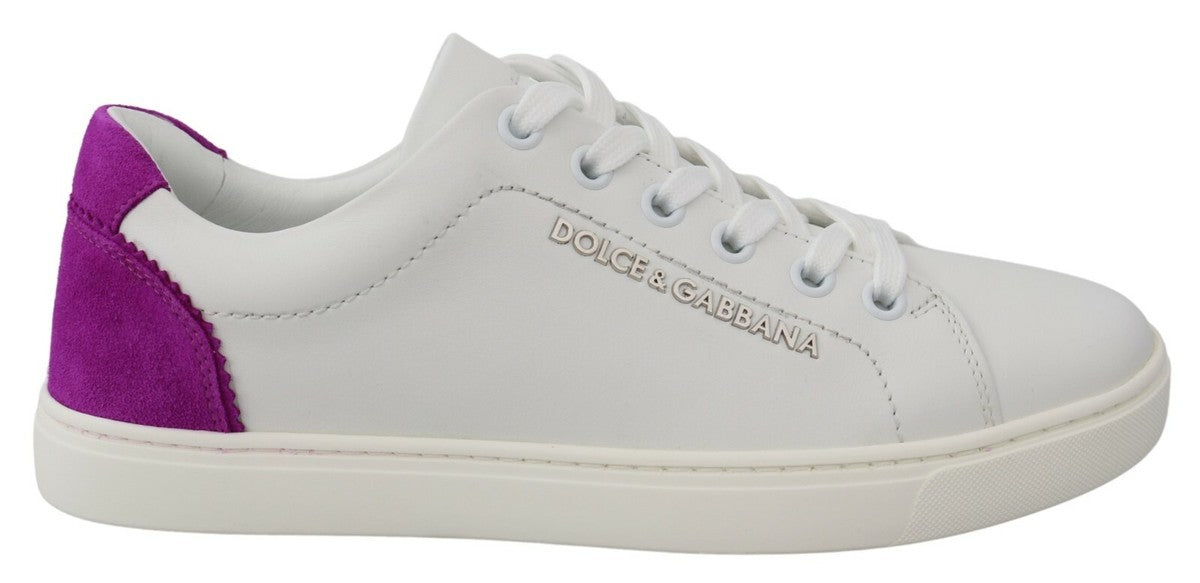 White Suede Leather Low Top Sneakers Shoes Dolce & Gabbana