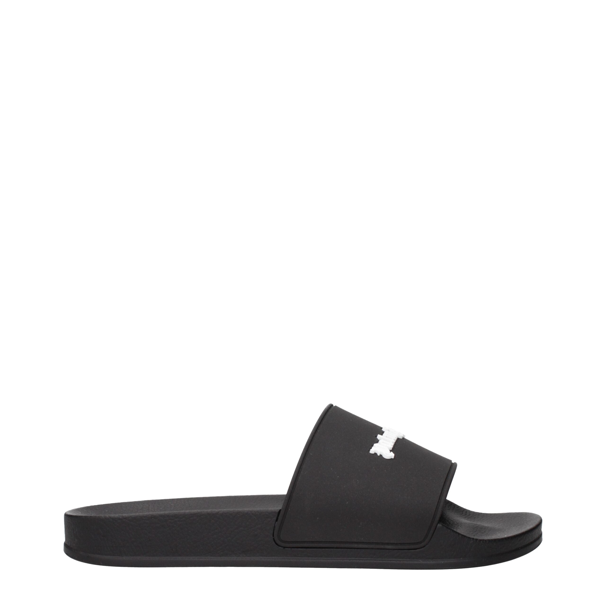 Black Cotton Slippers Sandals Palm Angels