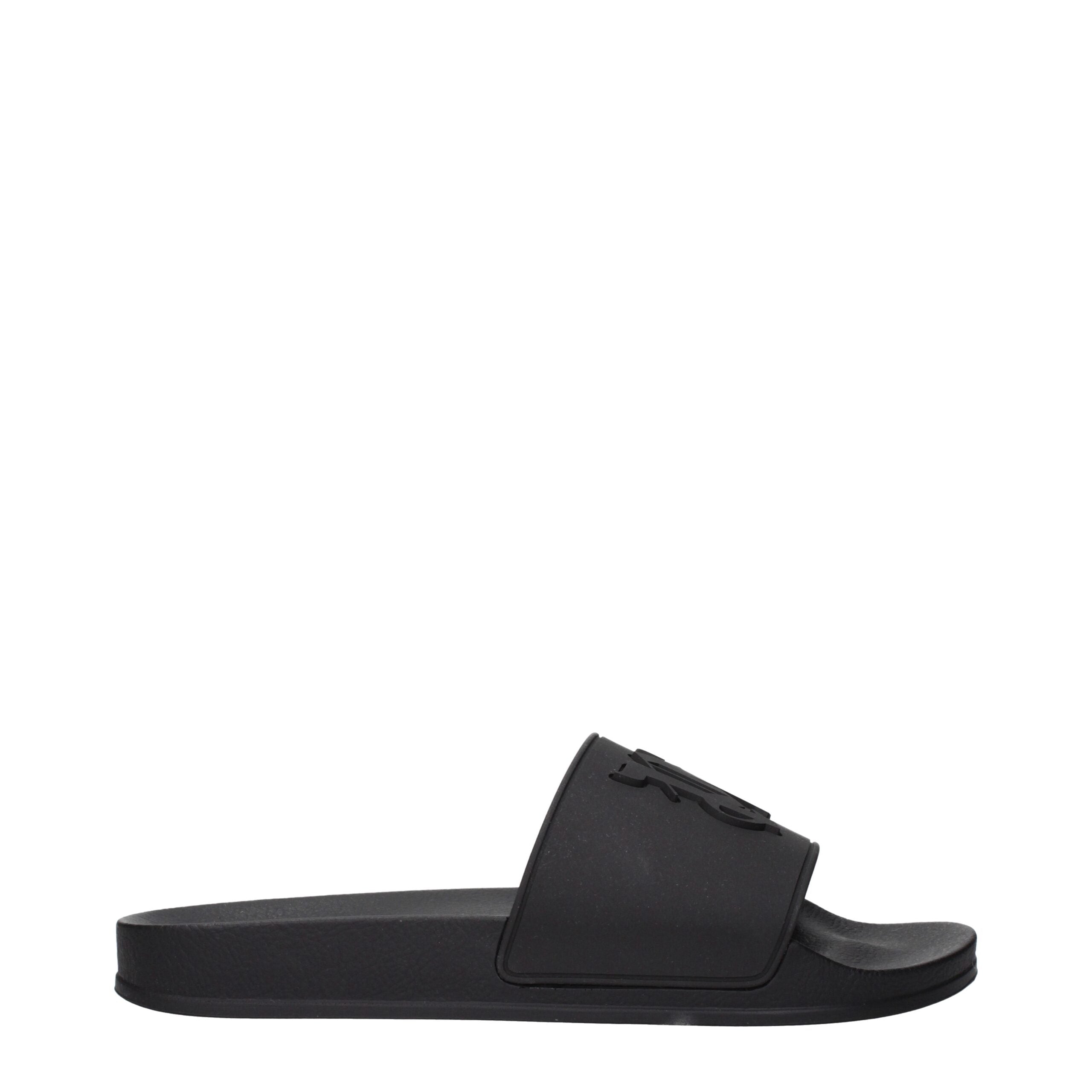 Black Cotton Slippers Sandals Palm Angels