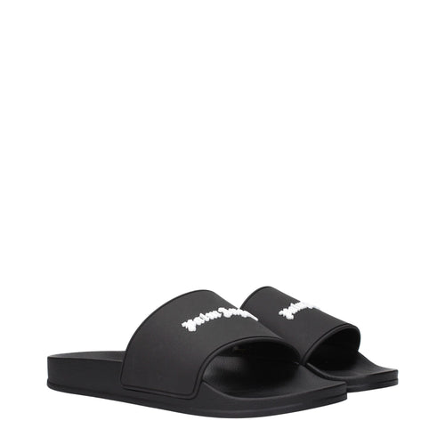 Black Cotton Slippers Sandals Palm Angels
