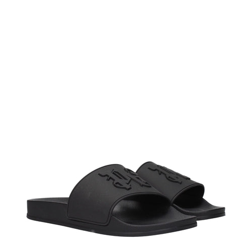 Black Cotton Slippers Sandals Palm Angels