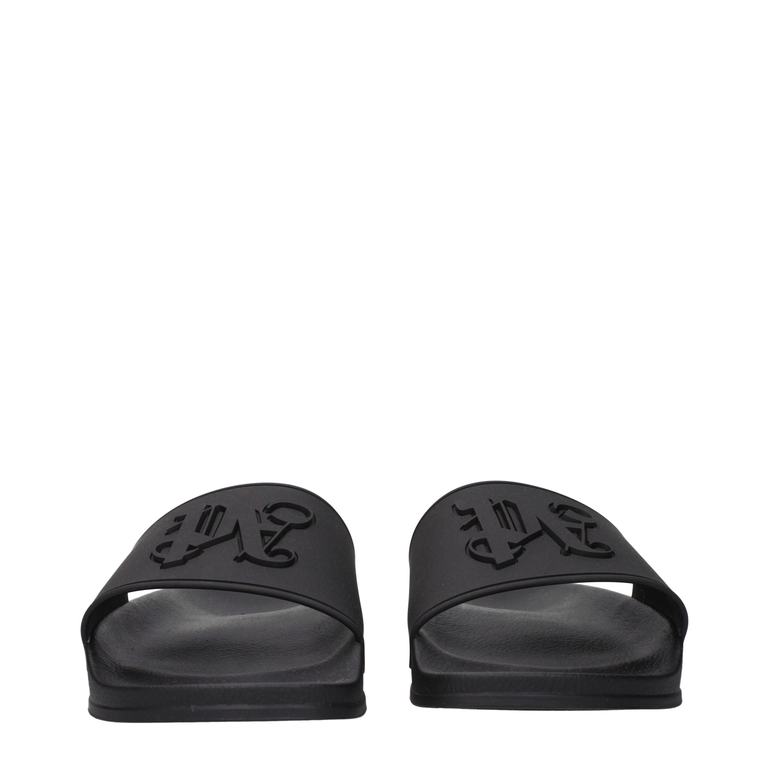 Black Cotton Slippers Sandals Palm Angels