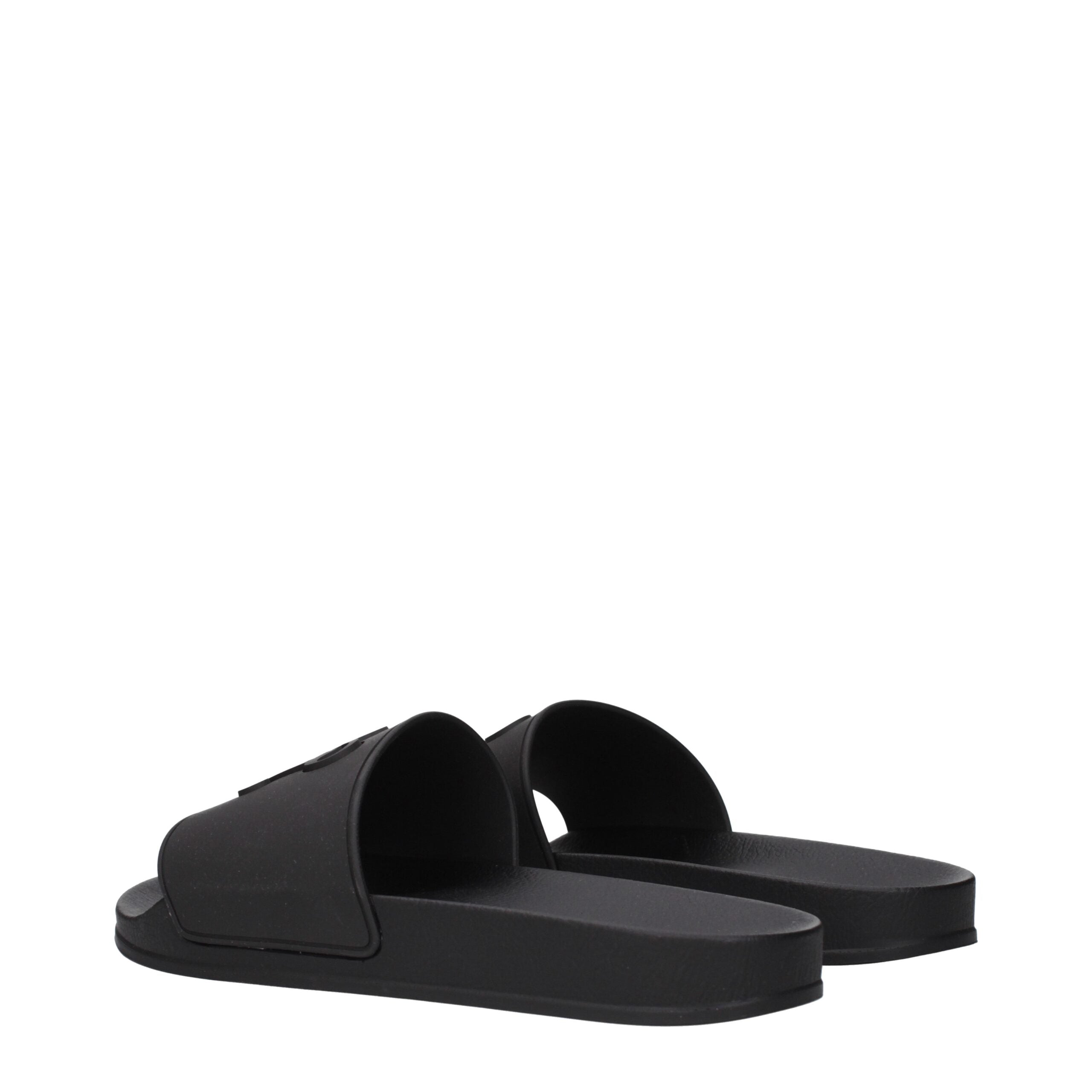 Black Cotton Slippers Sandals Palm Angels