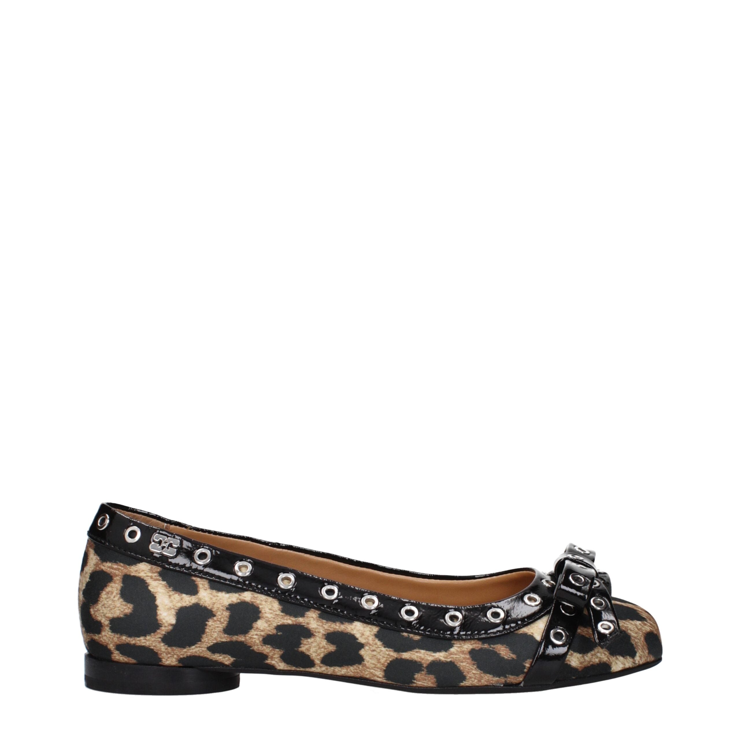 Brown Fabric Ballet Flats Ganni