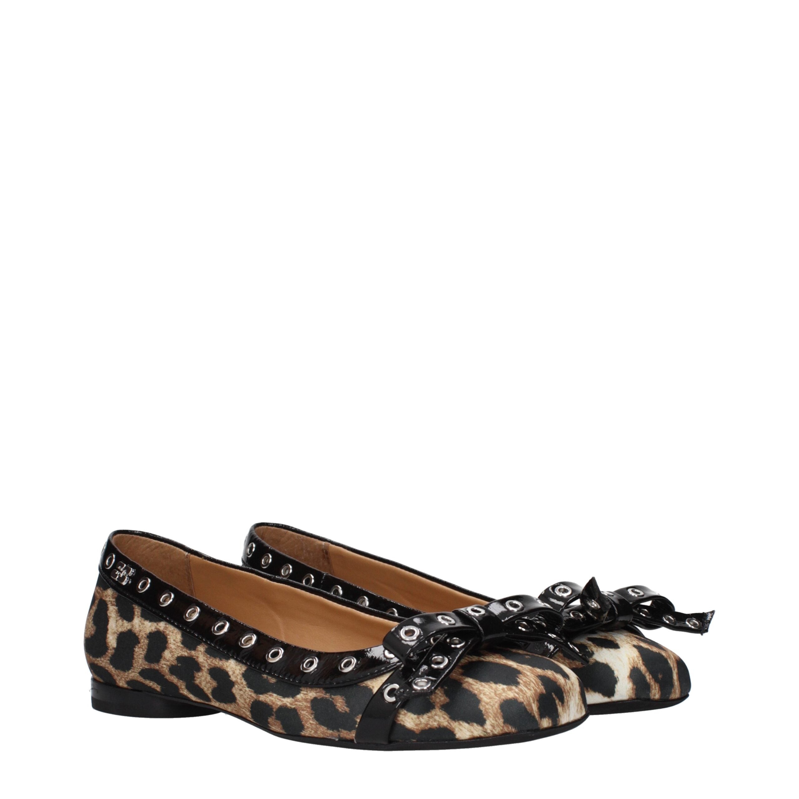 Brown Fabric Ballet Flats Ganni
