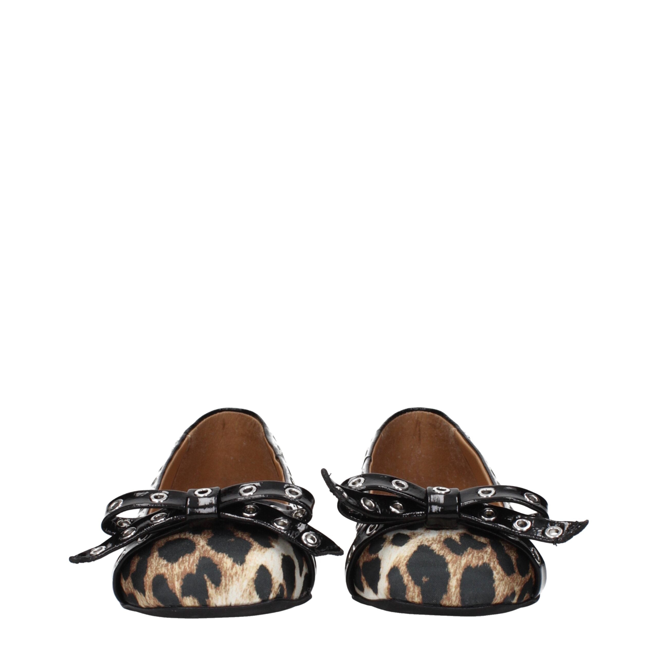 Brown Fabric Ballet Flats Ganni