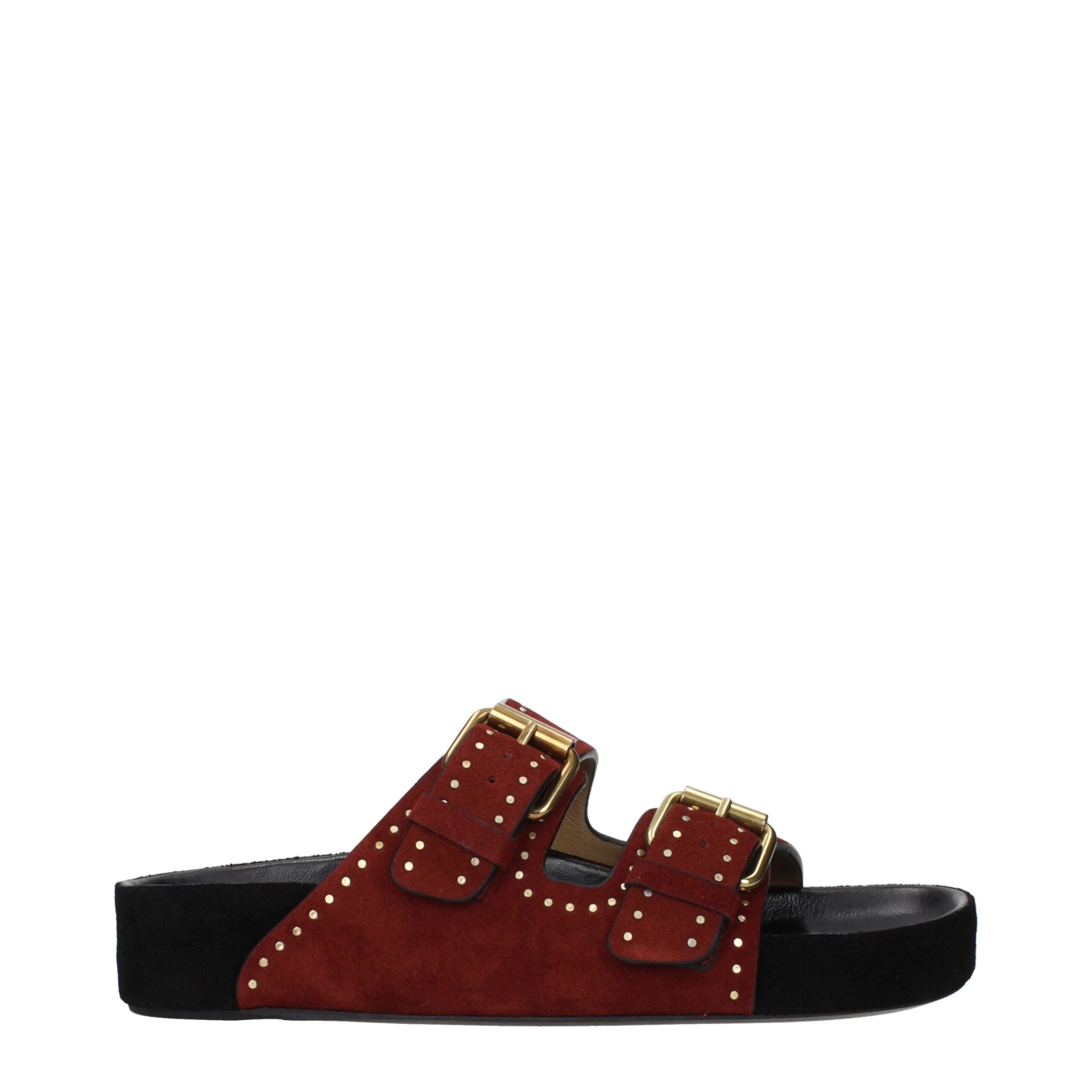Red Leather Slippers Sandals Isabel Marant