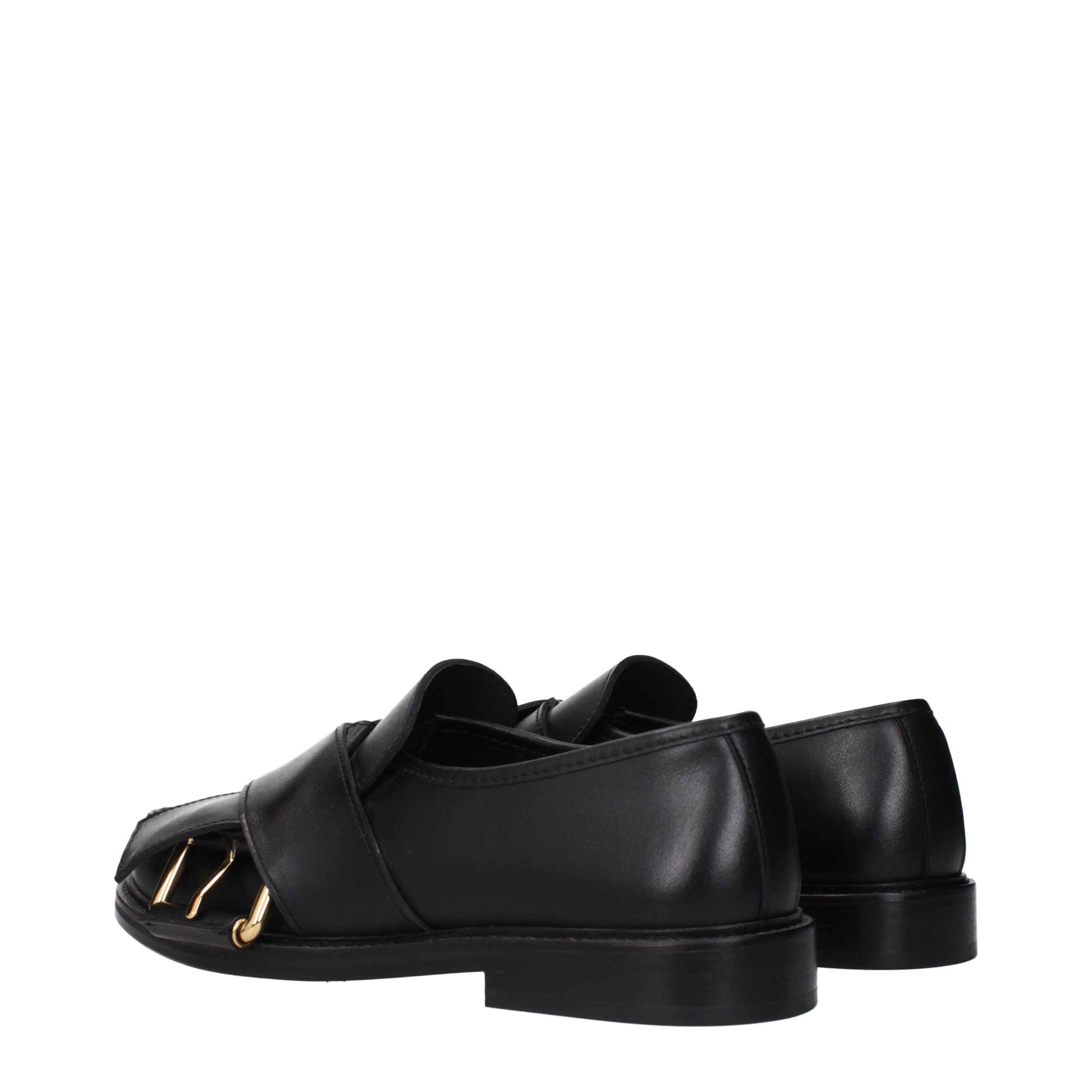 Black Leather Slip-On Loafers Moschino