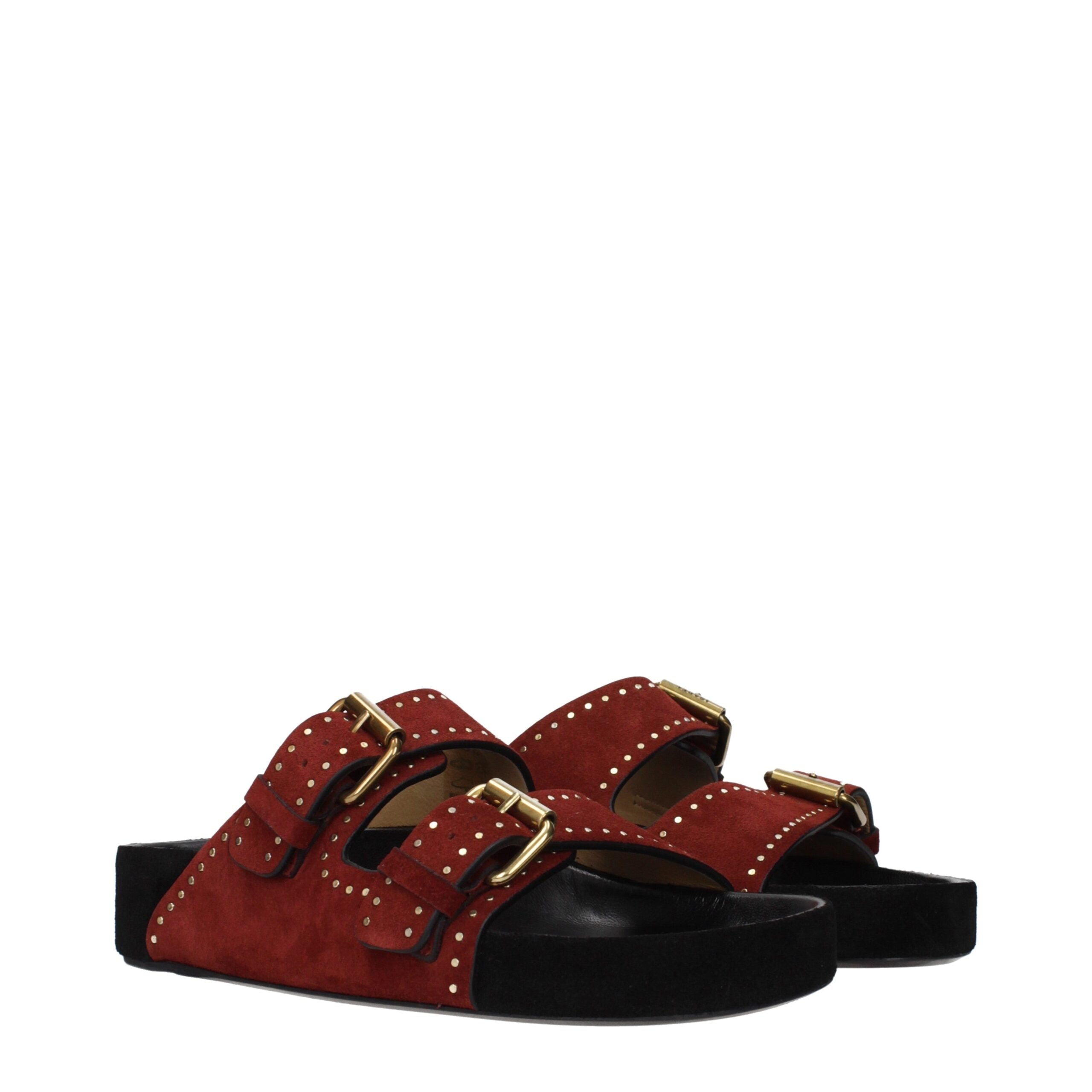 Red Leather Slippers Sandals Isabel Marant