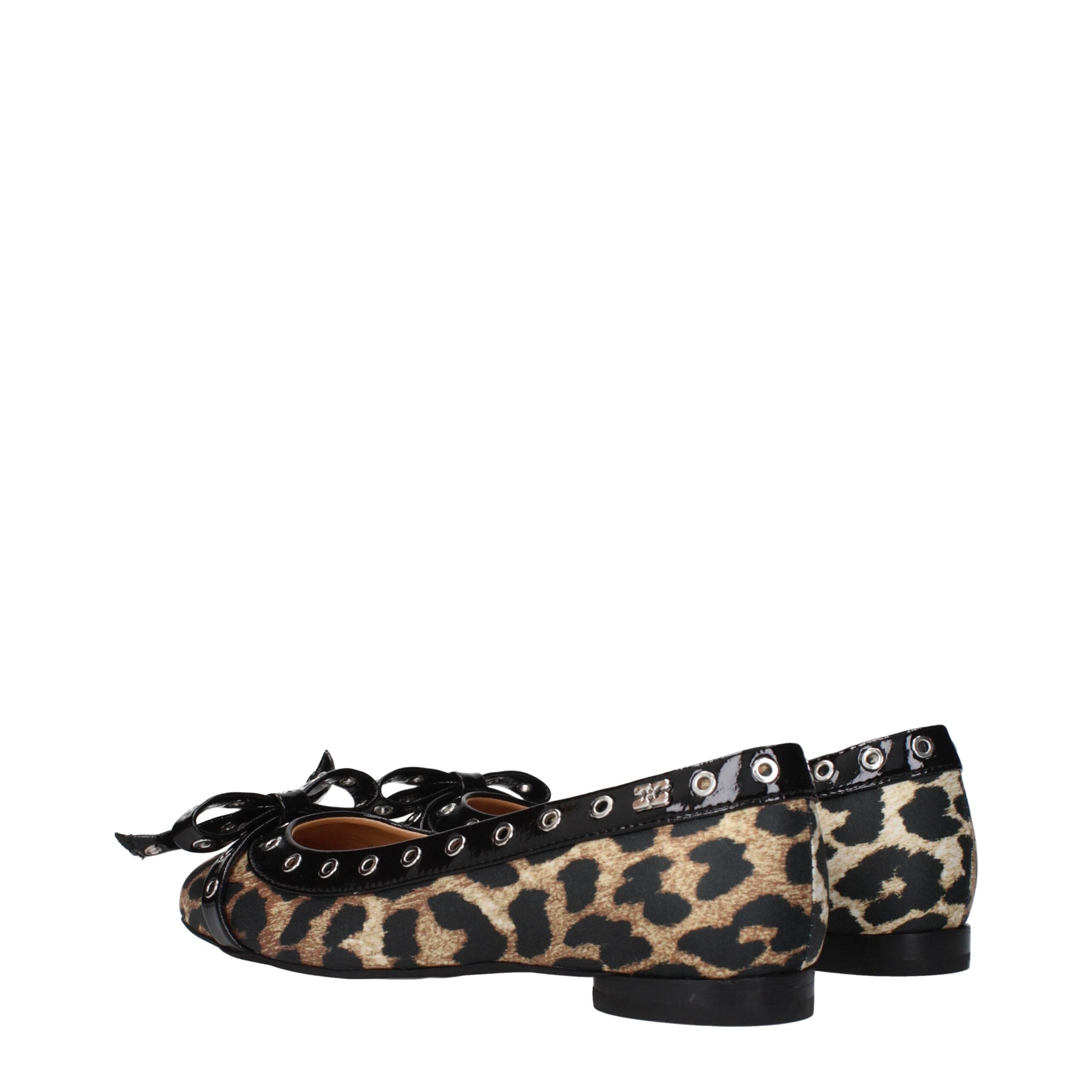 Brown Fabric Ballet Flats Ganni