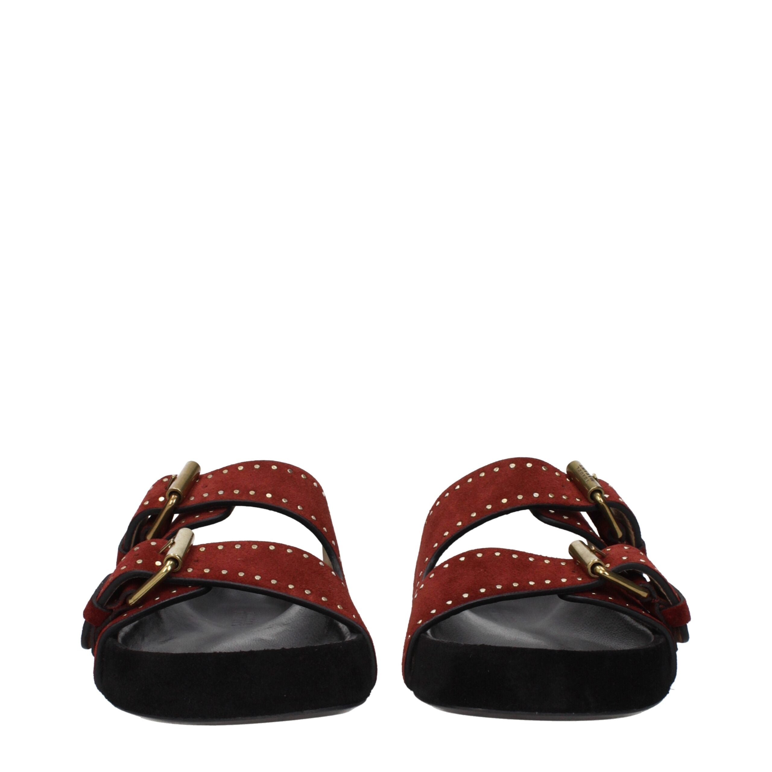Red Leather Slippers Sandals Isabel Marant