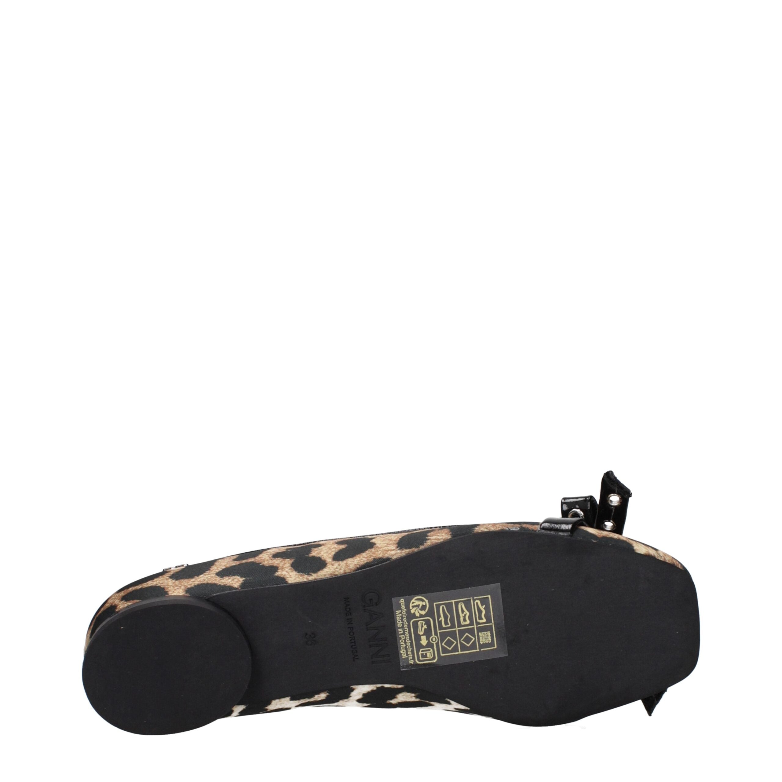 Brown Fabric Ballet Flats Ganni