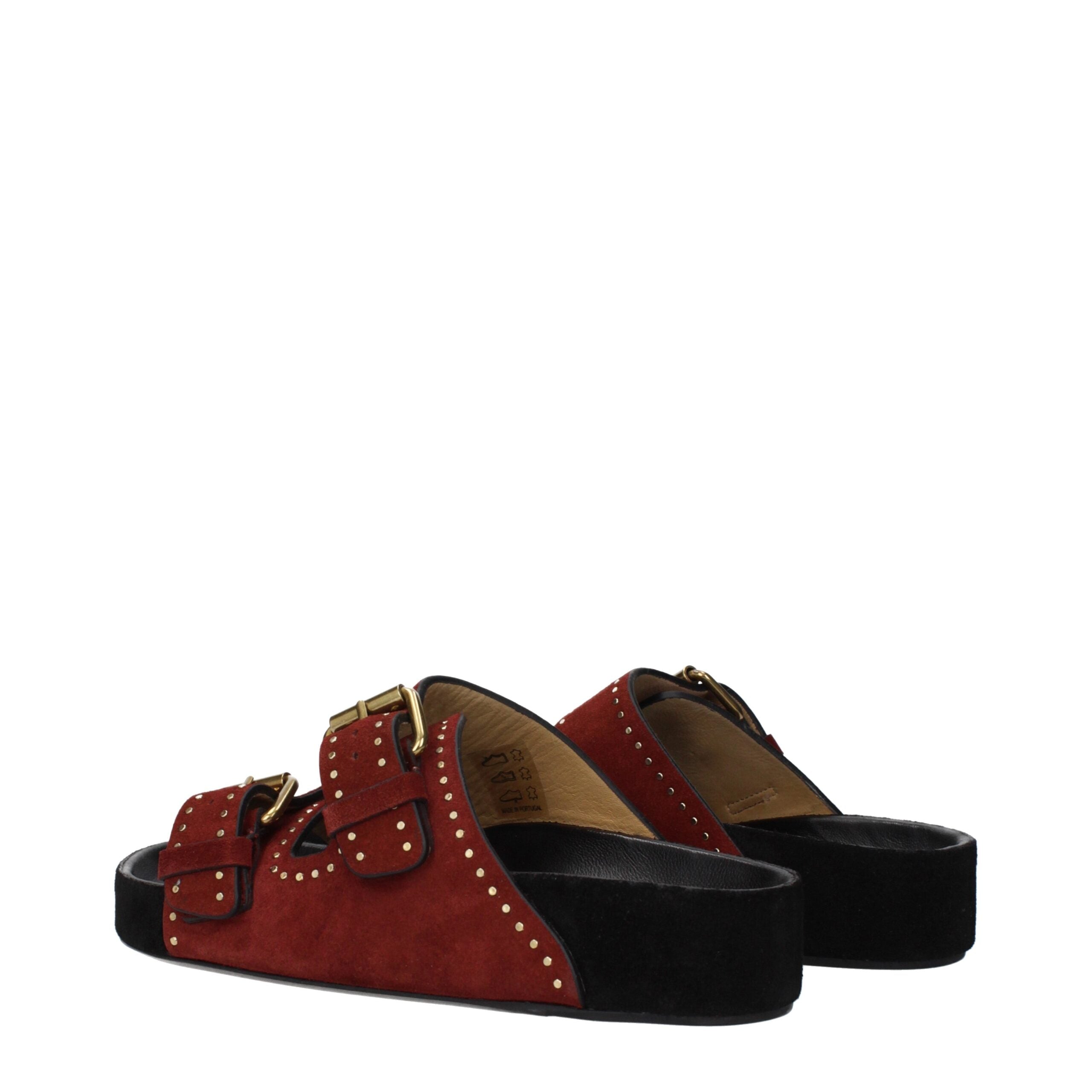 Red Leather Slippers Sandals Isabel Marant