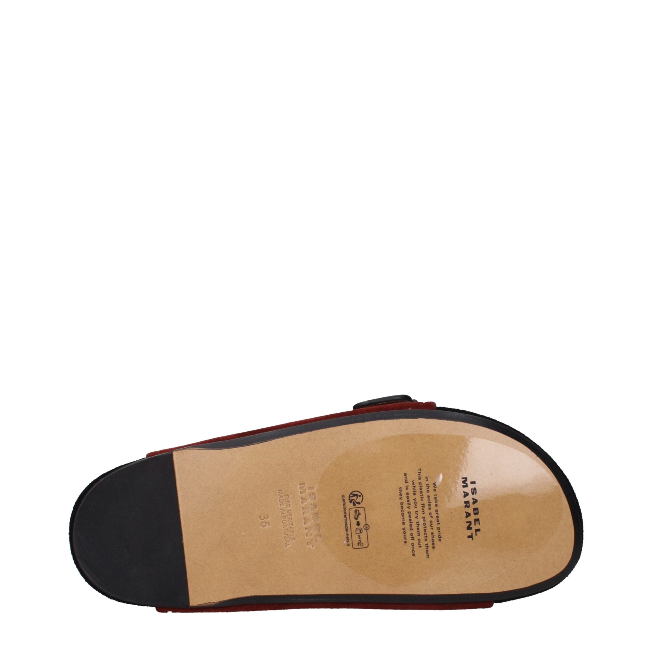 Red Leather Slippers Sandals Isabel Marant
