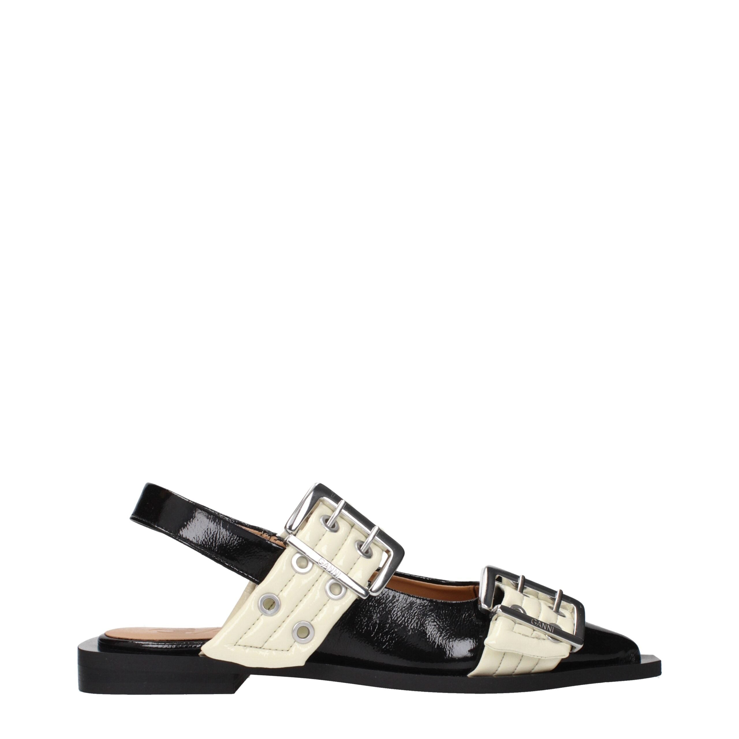 Black Polyethylene Flat Sandals Ganni