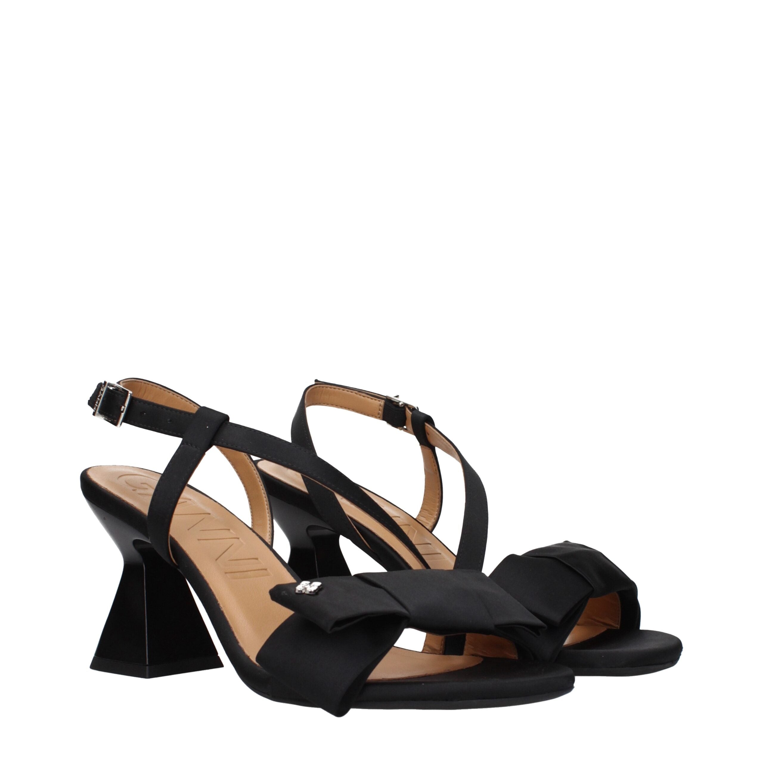 Black Fabric Stiletto Heels Sandals Ganni