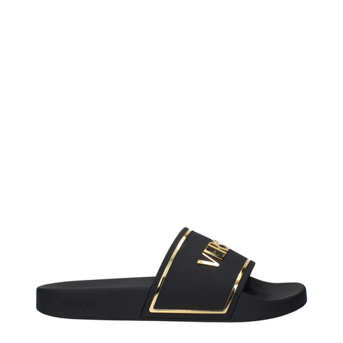 Black Cotton Slippers Sandals Versace