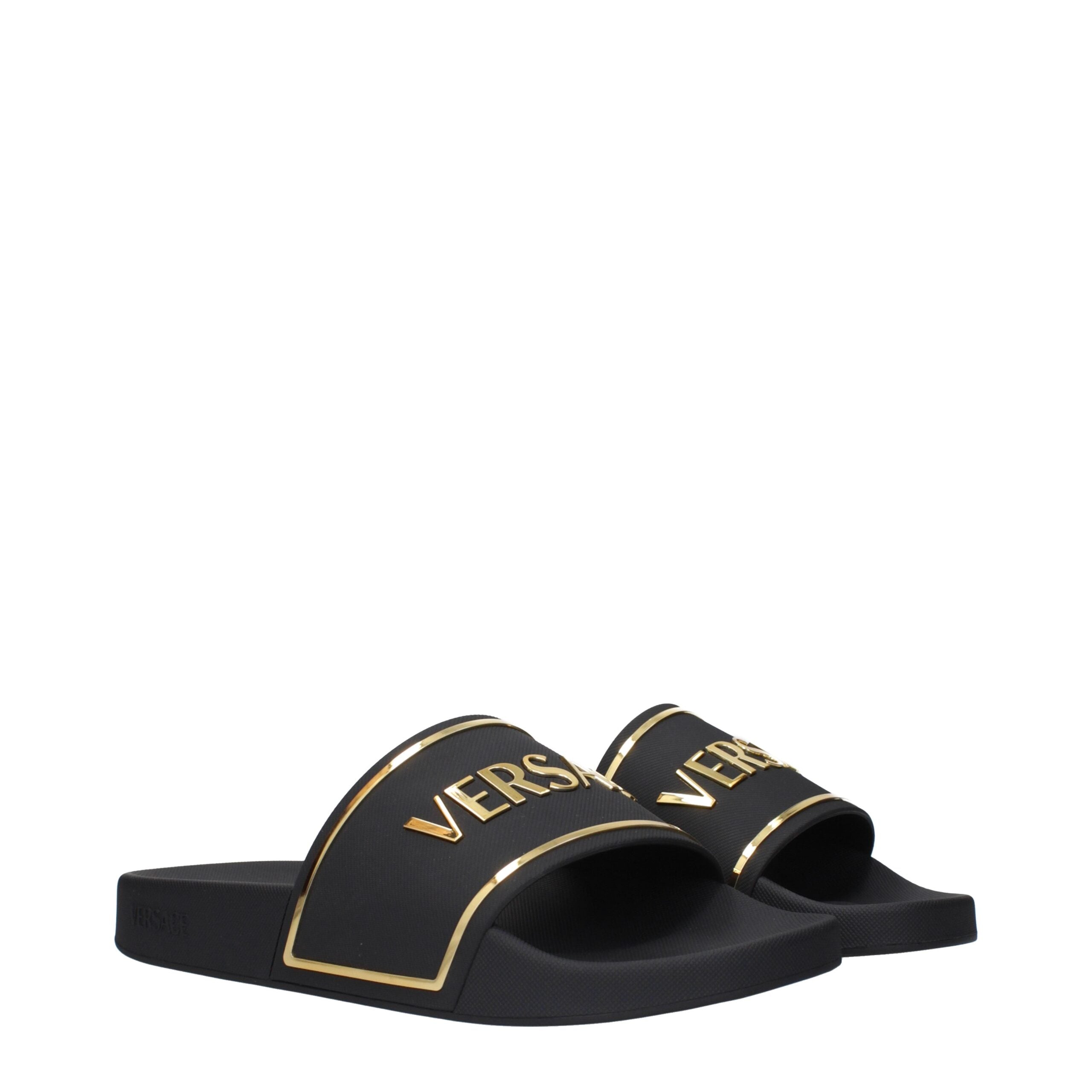 Black Cotton Slippers Sandals Versace