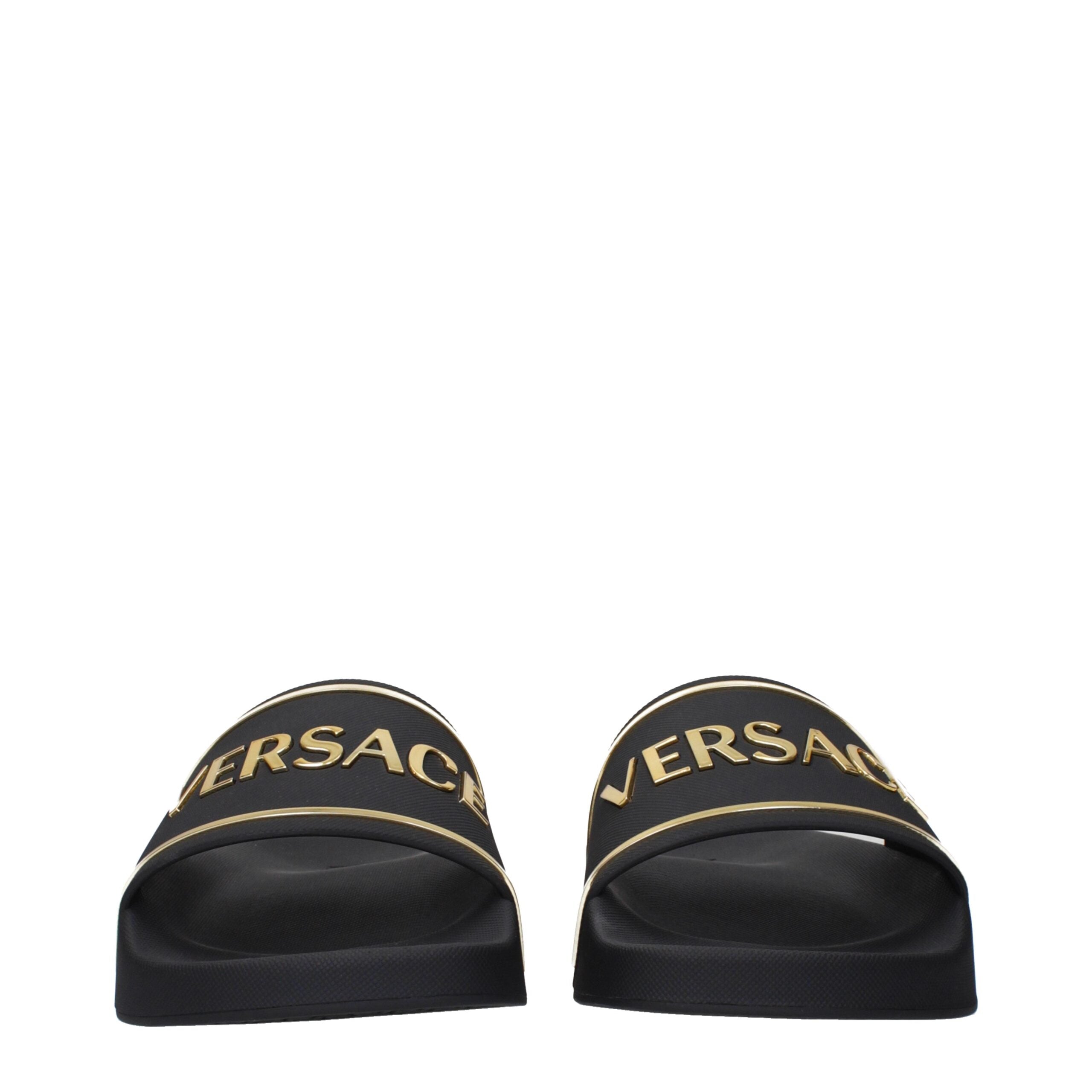 Black Cotton Slippers Sandals Versace