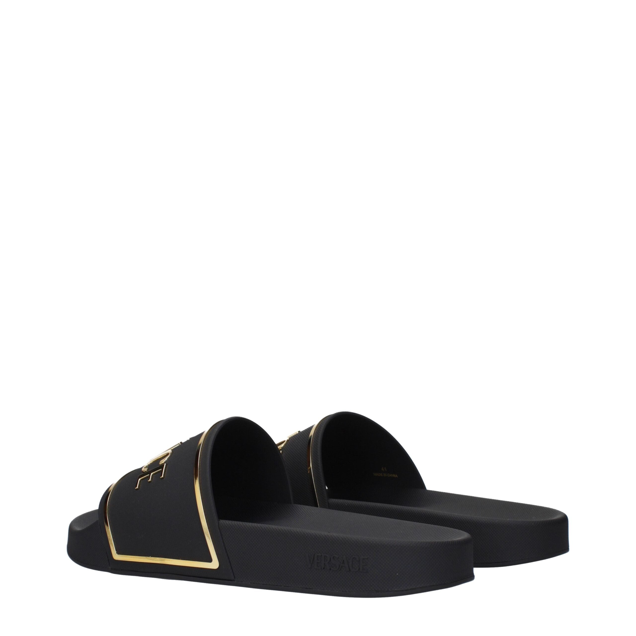 Black Cotton Slippers Sandals Versace