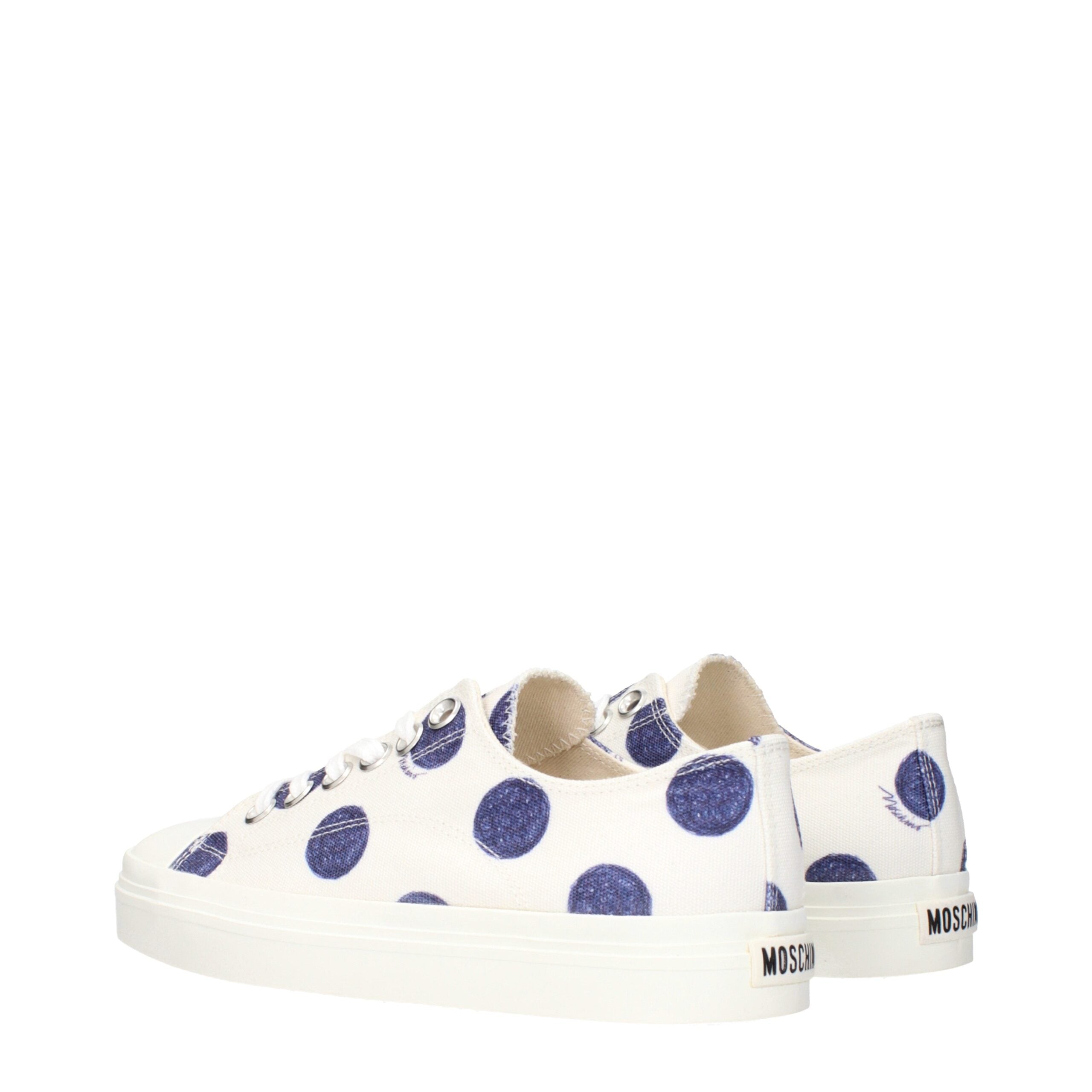 White Fabric Low Tops Moschino